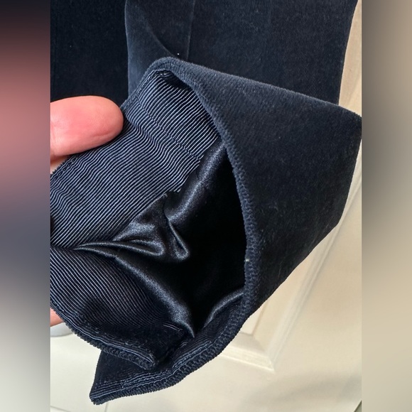 CLUB MONACO Blue Velvet Blazer Jacket Coat Navy Cropped Notch Stand Up Collar - Picture 7 of 14